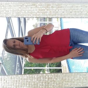 Red sleeveless beaded top